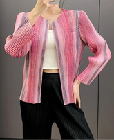 Luxury Striped Pleats Cardigan